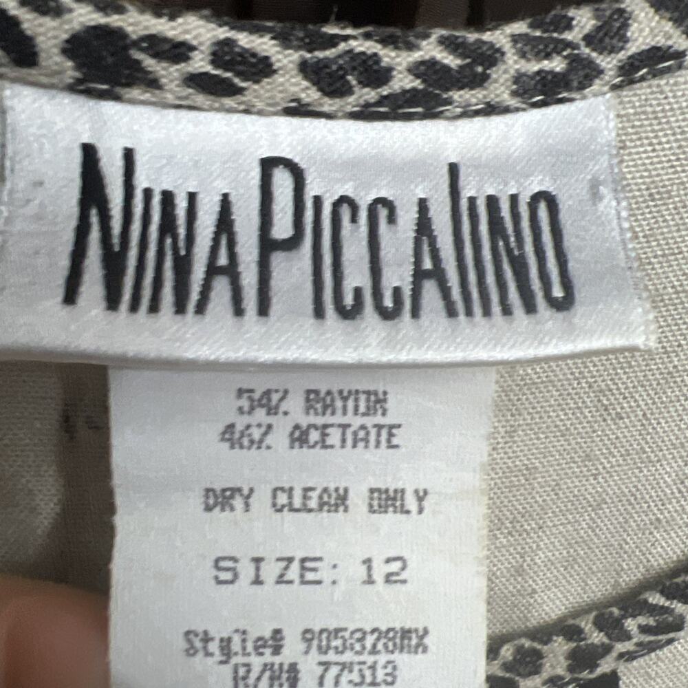 Vintage NINA PICCALINO Linen Blend Maxi Giraffe Print Sleeveless Dress Size 12 - Picture 6 of 10